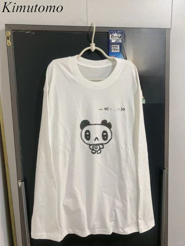 Kimutomo Tシャツ女性漫画プリント長袖ルーズファッシ - Street Fashion Y2K のレビューと価格